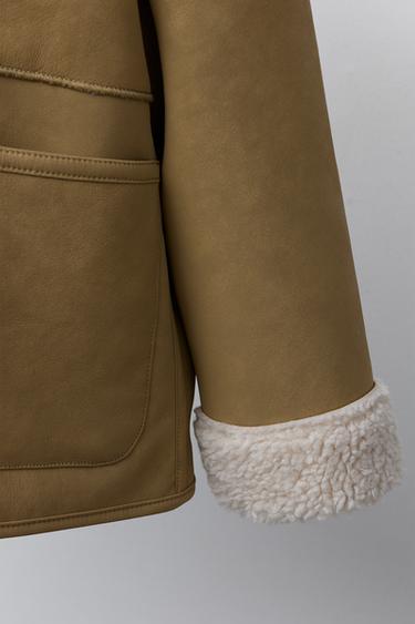 DOUBLE-FACED FAUX SHEARLING COAT - Sand by Zara - Image 5