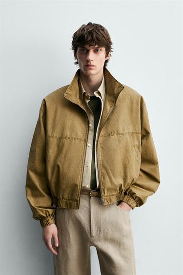 CAZADORA LAVADA CROPPED FIT - Tostado de Zara