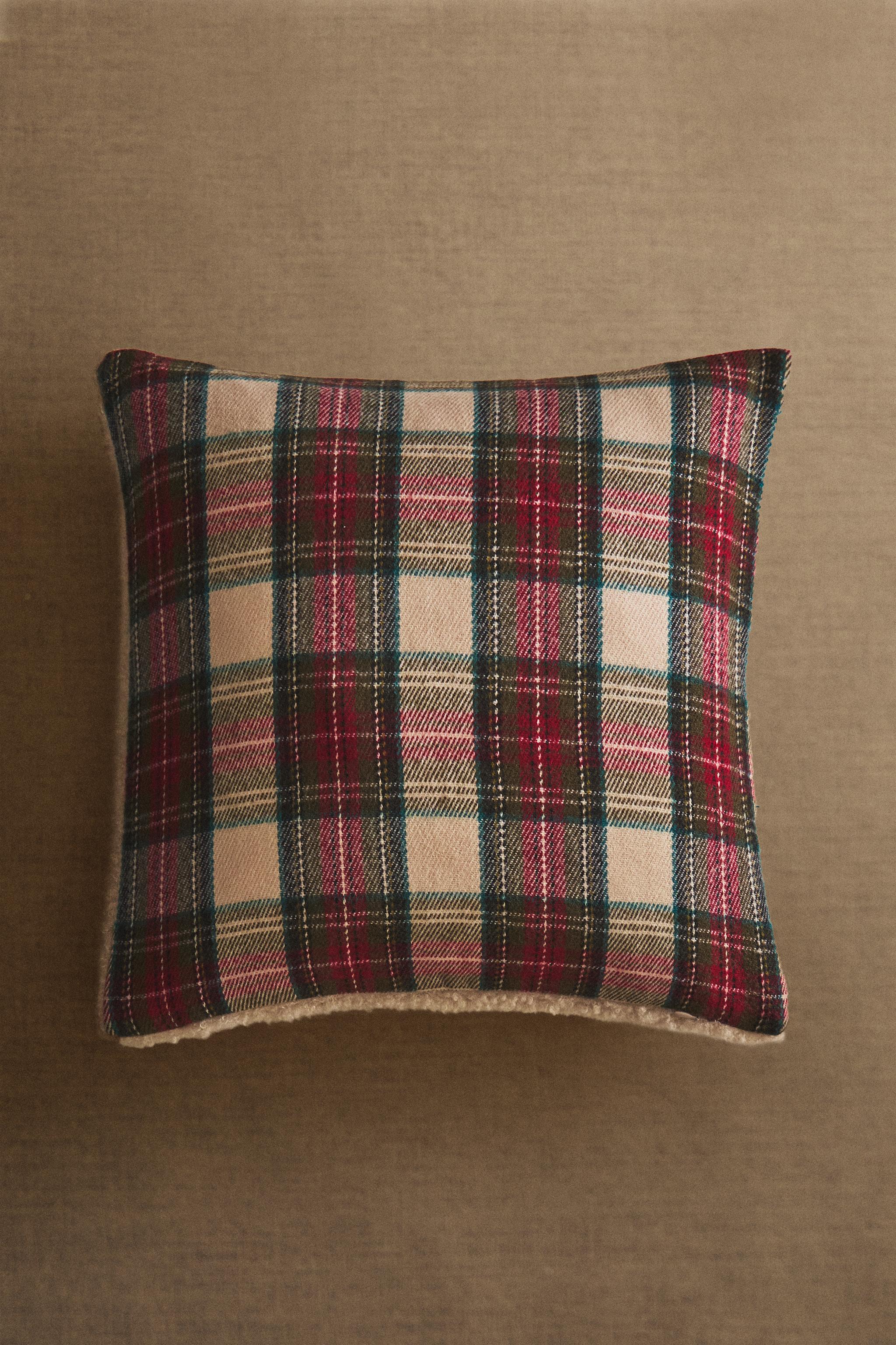 CHRISTMAS TARTAN CHECK THROW PILLOW COVER