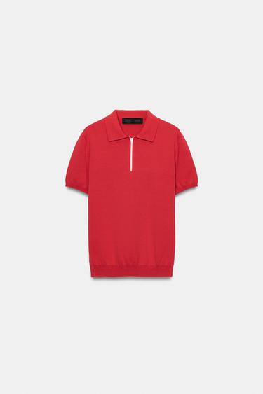 POLO PUNTO CREMALLERA - Rojo de Zara