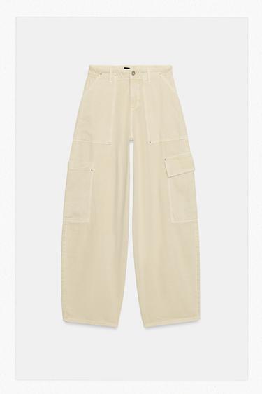 JEANS Z1975 BARREL TIRO MEDIO CARGO - Crudo medio de Zara