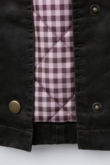 WAXED JACKET WITH LEATHER EFFECT COLLAR - Brown by Zara
