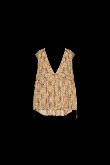 ZW COLLECTION FLORAL PRINT TOP - Beige-brown by Zara - Image 0