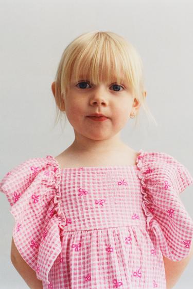 KLEID MIT MUSTER UND VOLANT - Rosa von Zara - Bild 0