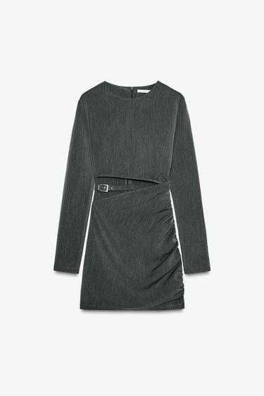 CUT-OUT DRESS WITH LOOP DETAIL - Grey by Zara - Image 4