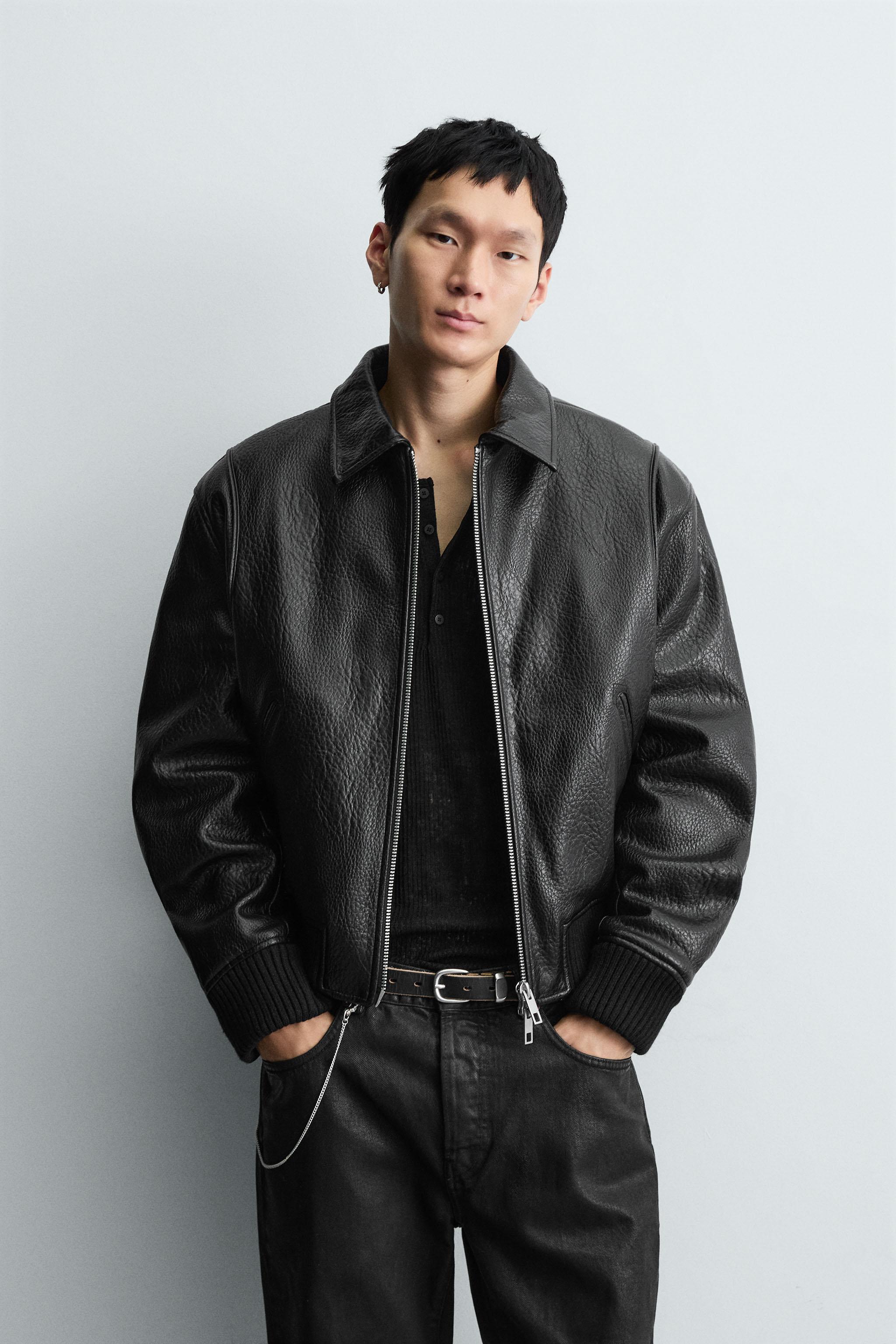 TEXTURED FAUX LEATHER JACKET - Black | ZARA South Africa