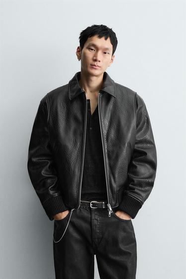 TEXTURED FAUX LEATHER JACKET - Black by Zara