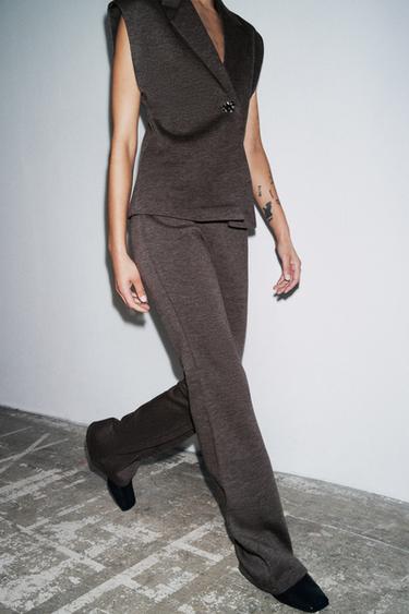 PANTALON ÉVASÉ - marron chiné de Zara - Image 3