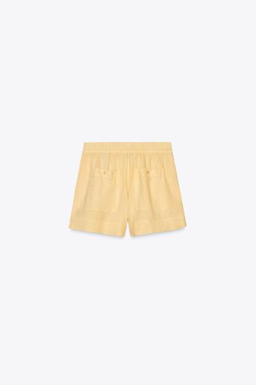 SHORT EN LIN 100 % ZW COLLECTION - Jaune pastel de Zara - Image 4