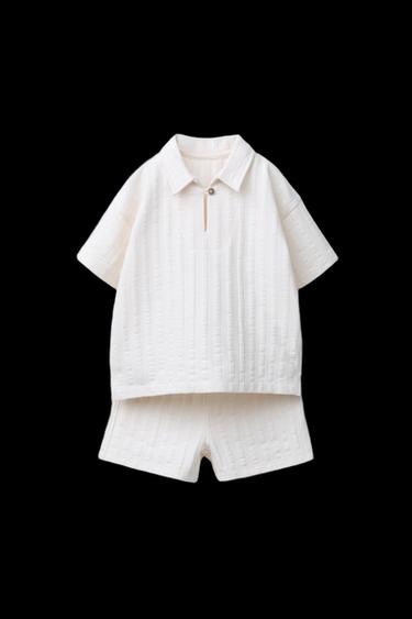 CONJUNTO JOGGING CAMISETA POLO Y BERMUDA - Crudo de Zara