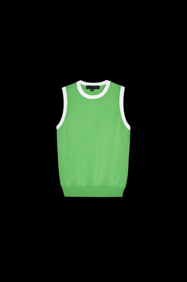 Zara SLEEVELESS KNIT TOP - Green - Image 0