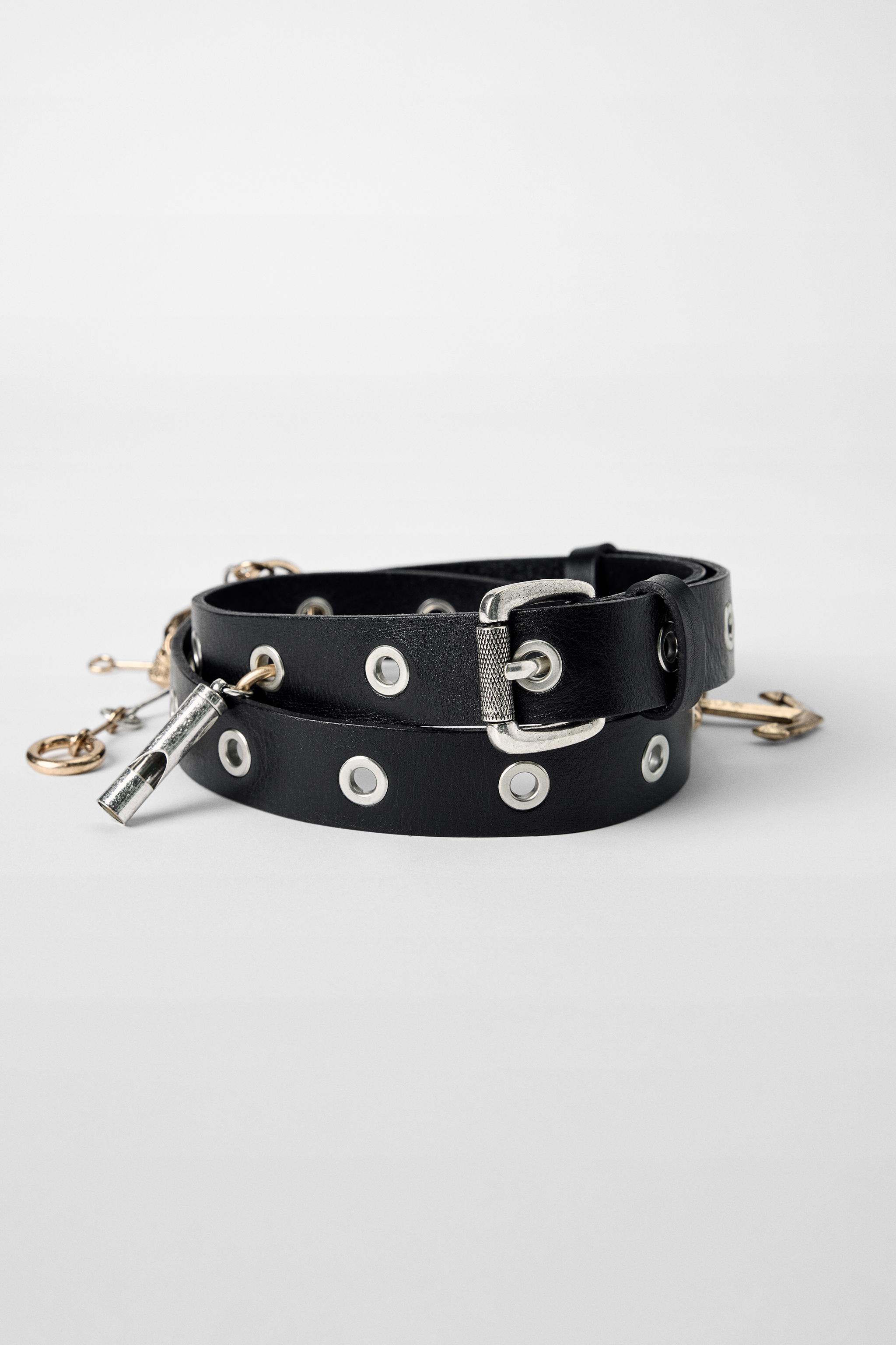 KATE MOSS x ZARA スタッズチャームレザーベルト 1736/065 STUDS AND CHARMS LEATHER BELT KATE MOSS X ZARA - Black