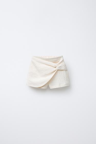 Zara TEXTURED WRAP SKORT - Ecru - Image 0