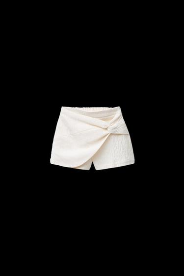 Zara TEXTURED WRAP SKORT - Ecru - Image 0