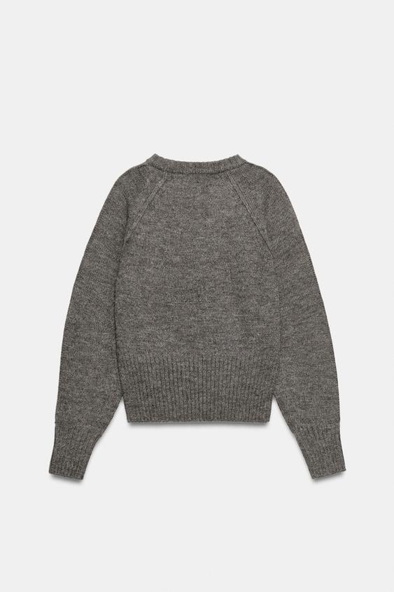 PULL EN MAILLE À COUTURES MARQUÉES AUX ÉPAULES - Marron / Taupe de Zara - Image 5