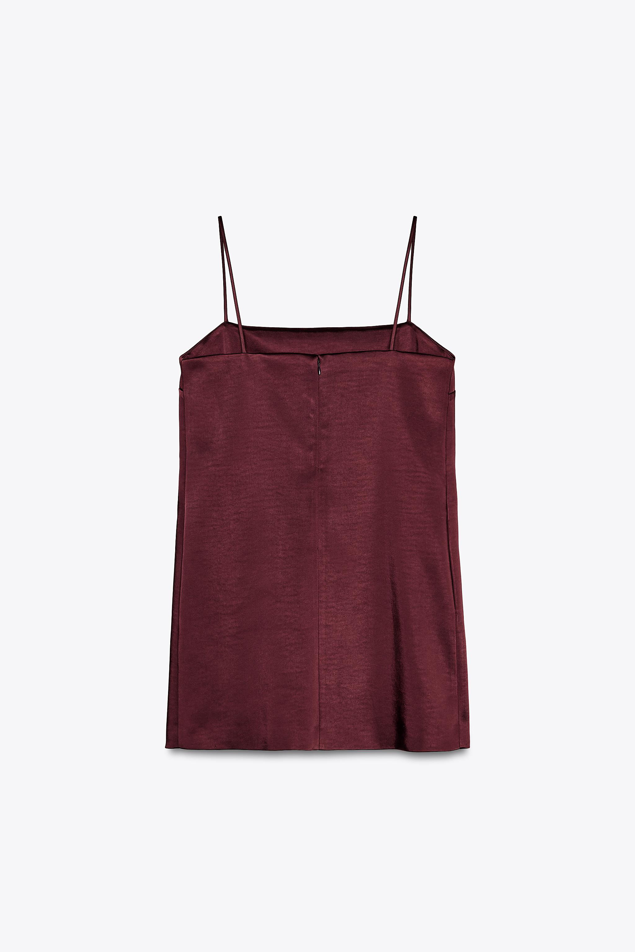 ZW COLLECTION HEAVY SATIN DRESS - Burgundy | ZARA United States