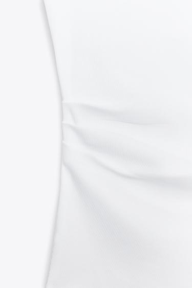 RIBBED DRAPED TOP - White by Zara - Image 4