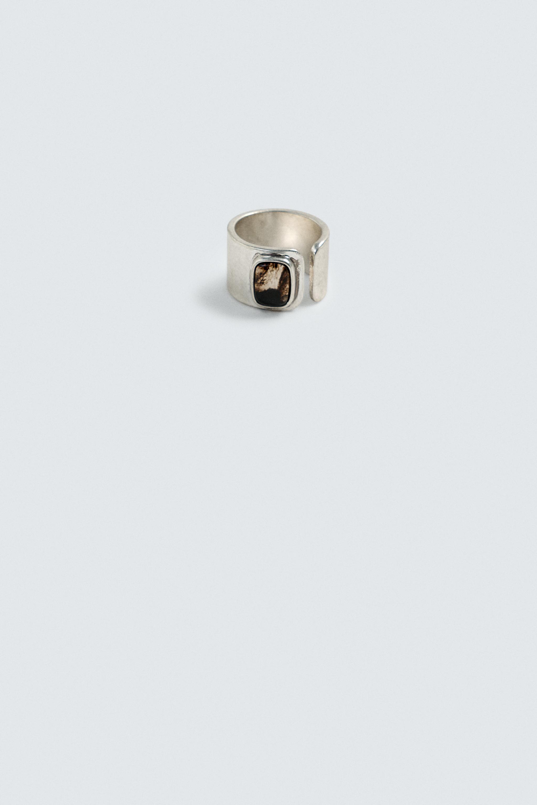 IRREGULAR CONTRAST STONE RING - Silver | ZARA Canada