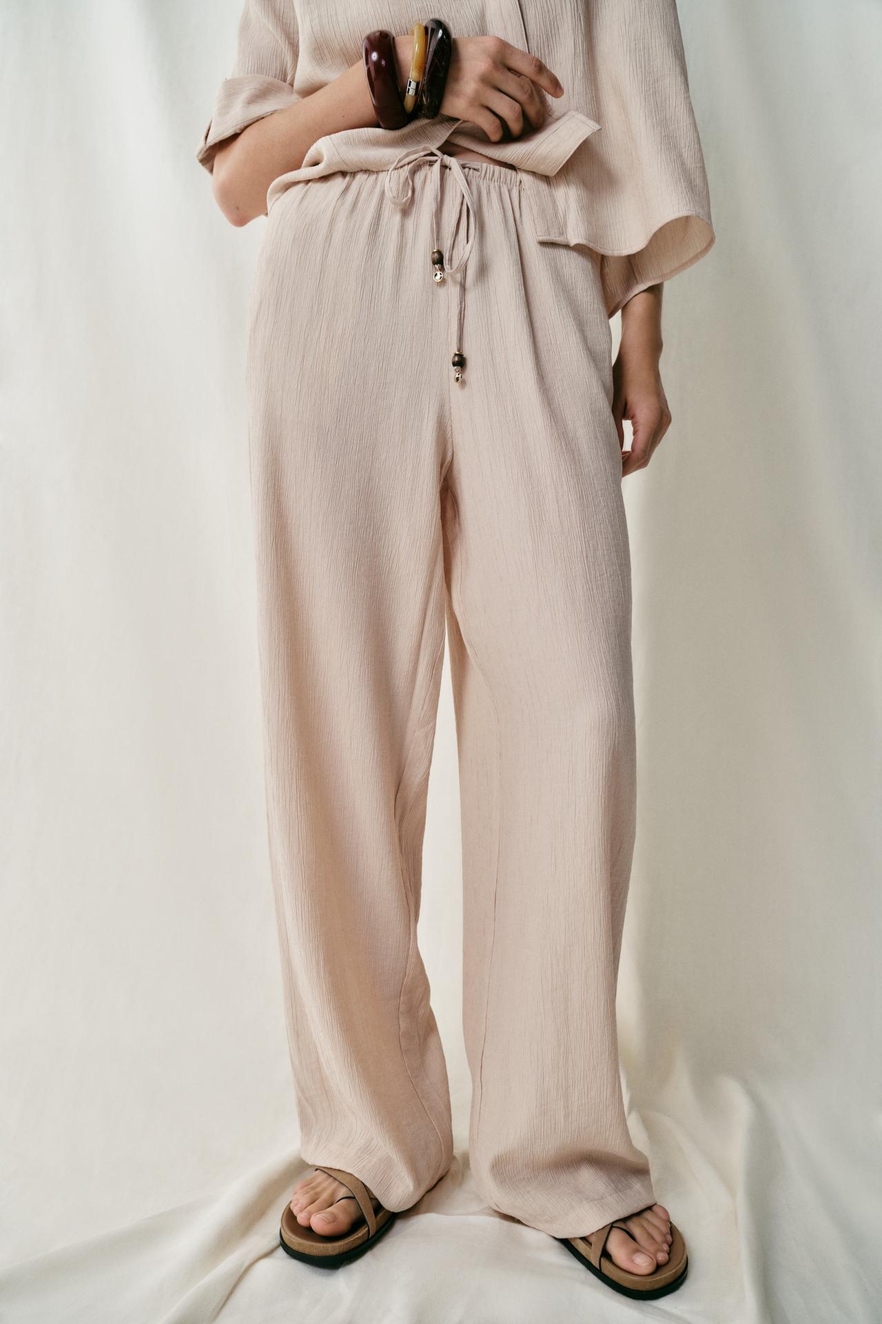 FLOWY STRAIGHT LEG PANTS — Ecru
