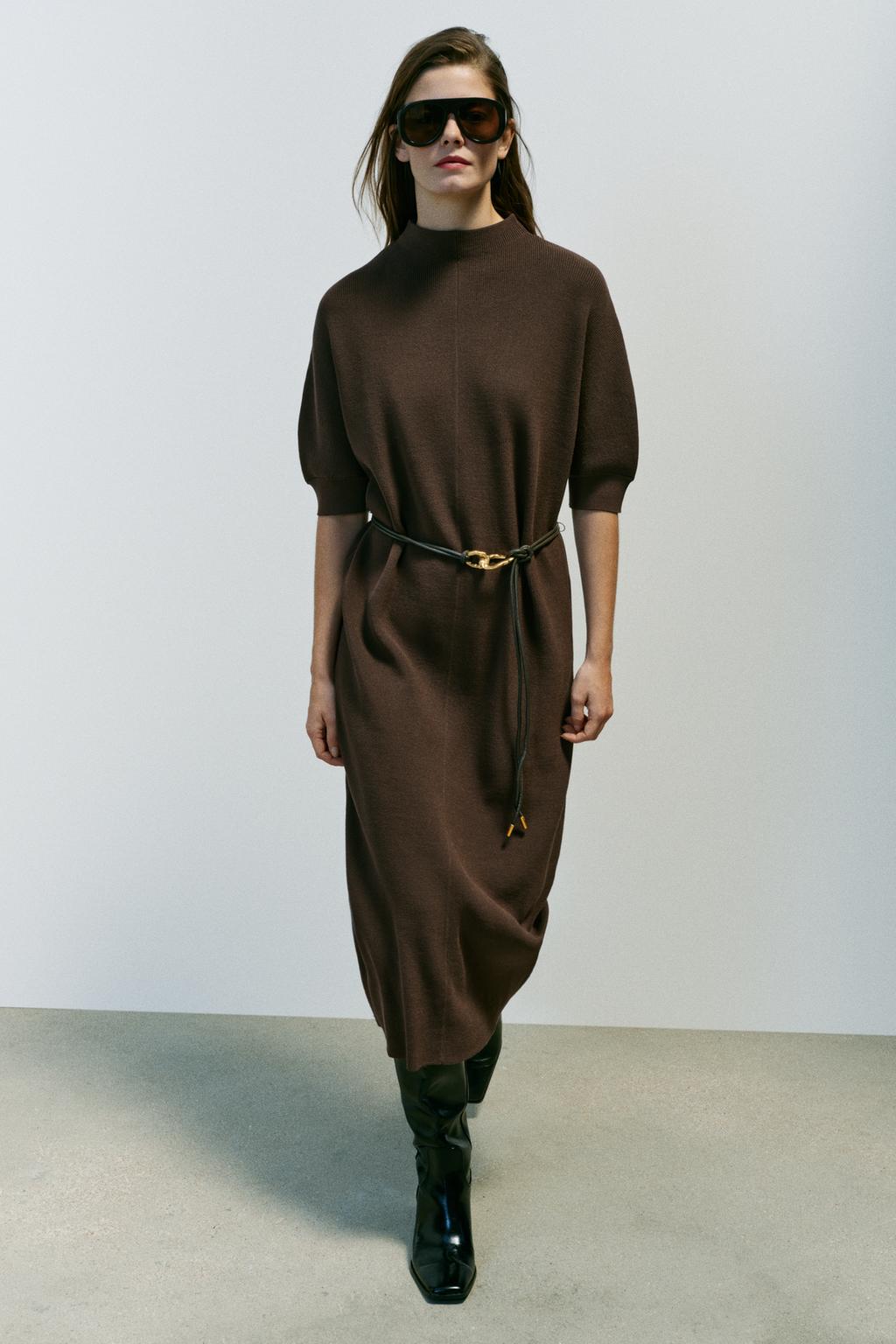 BELTED LONG KNIT DRESS