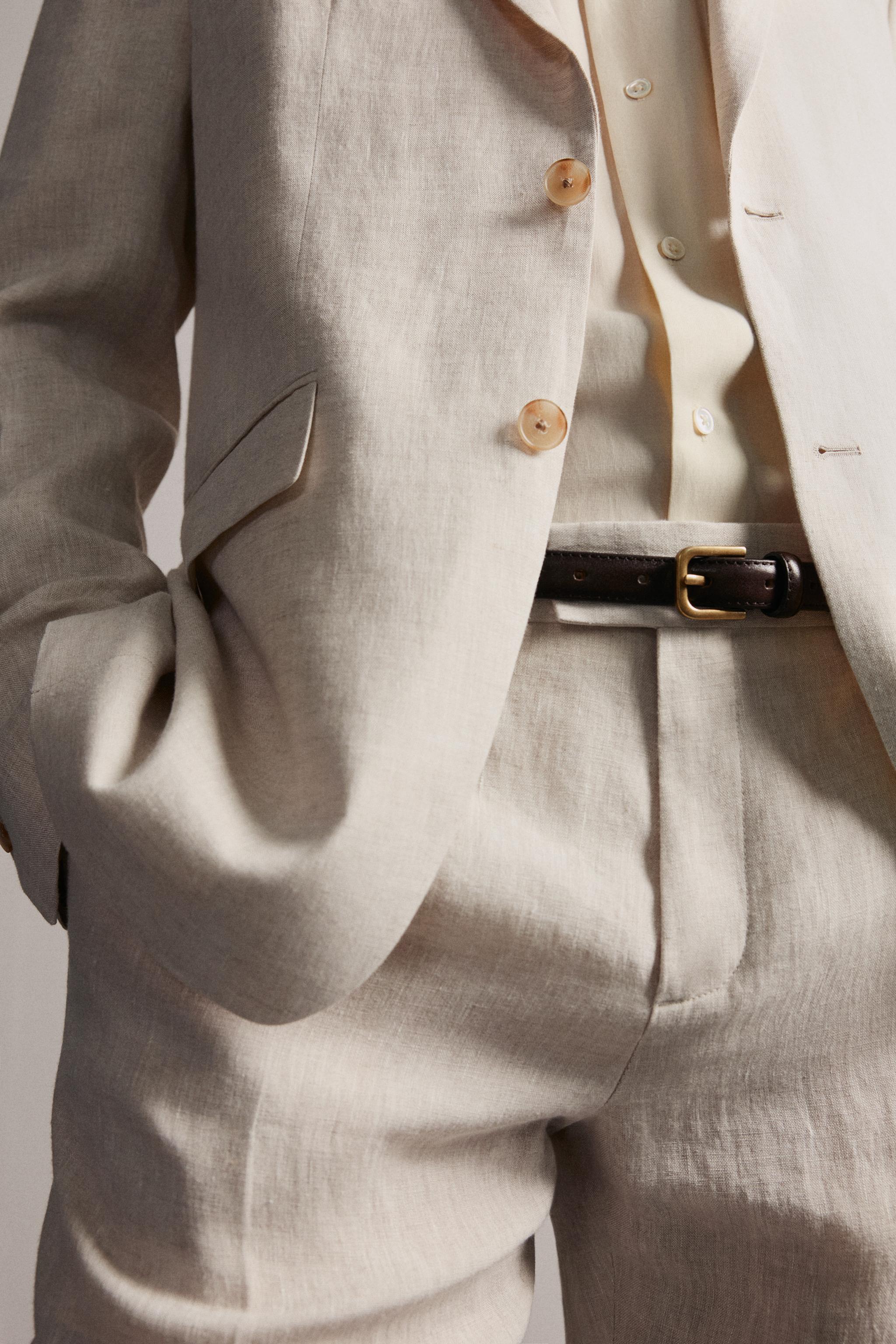 Мужские пиджаки Zara 100% LINEN SUIT BLAZER — фото 5