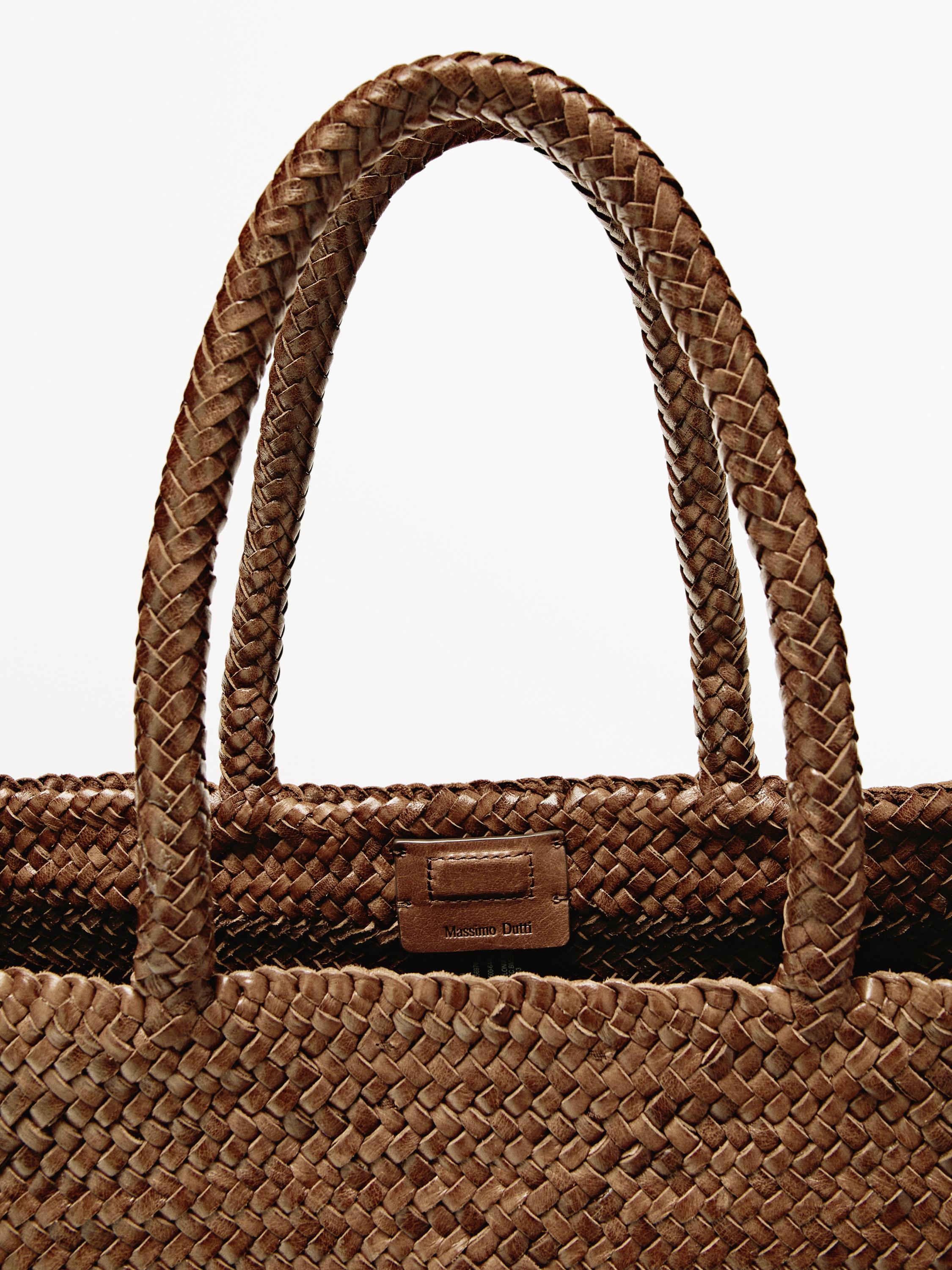 Tote bag tressé en cuir nappa