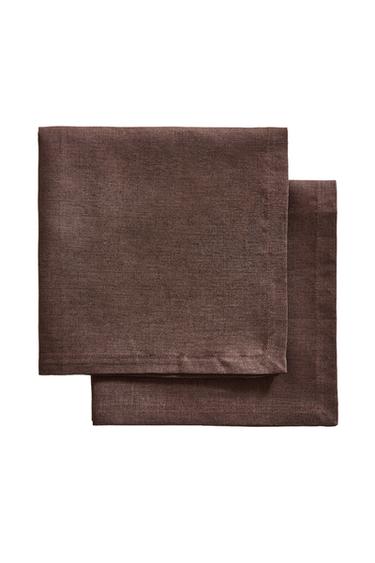 PACK OF PLAIN-COLOURED LINEN NAPKINS - Dark brown by Zara