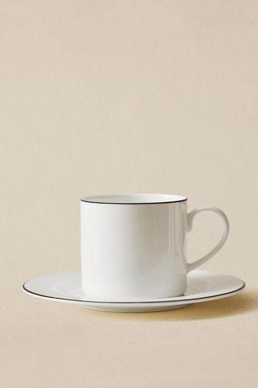 TASSE À THÉ ET SOUCOUPE BONE CHINA FILET NOIR - Blanc / Noir de Zara - Image 6