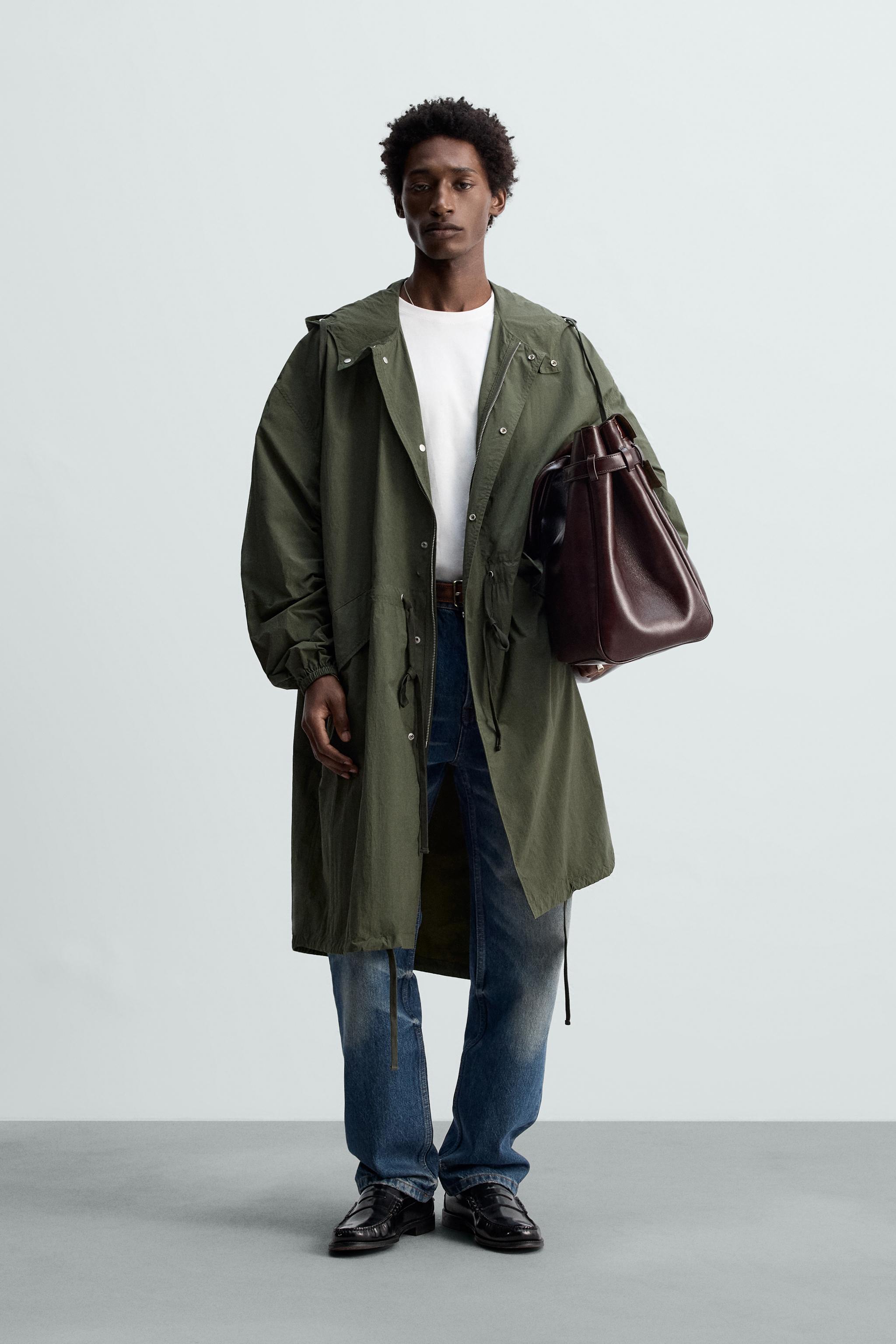OVERSIZE FIT TECHNICAL PARKA - Khaki | ZARA South Africa