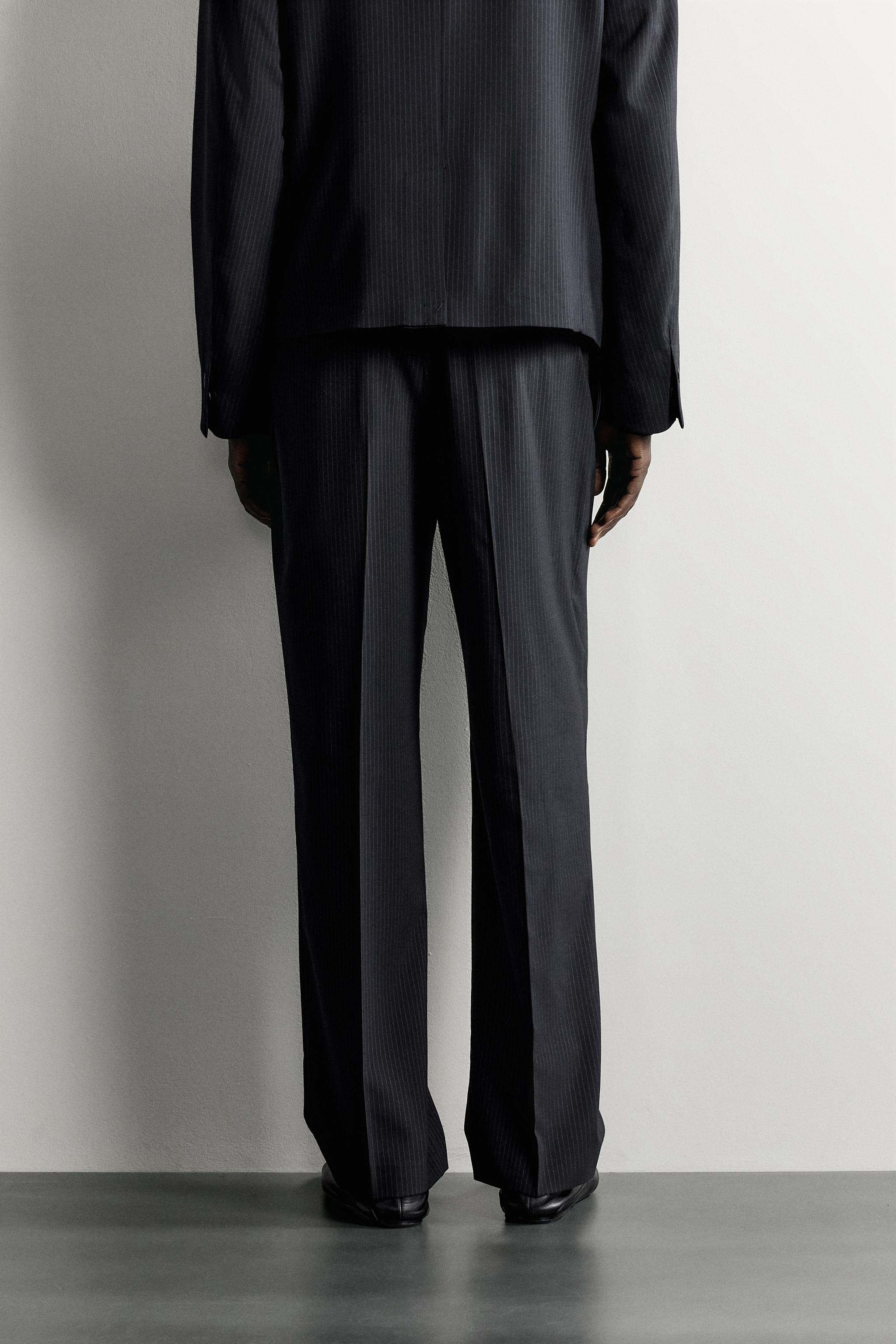 Zara İNCE ÇİZGİLİ TAKIM PANTOLONU görsel 3