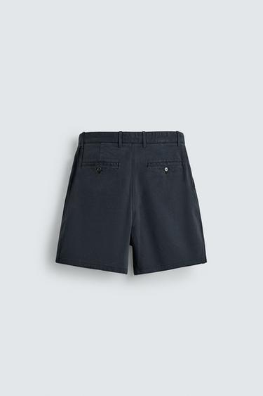 BERMUDA CHINO REGULAR FIT À PLIS - Bleu marine de Zara - Image 7