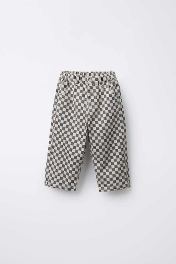 CHECKERBOARD BAGGY TWILL PANTS