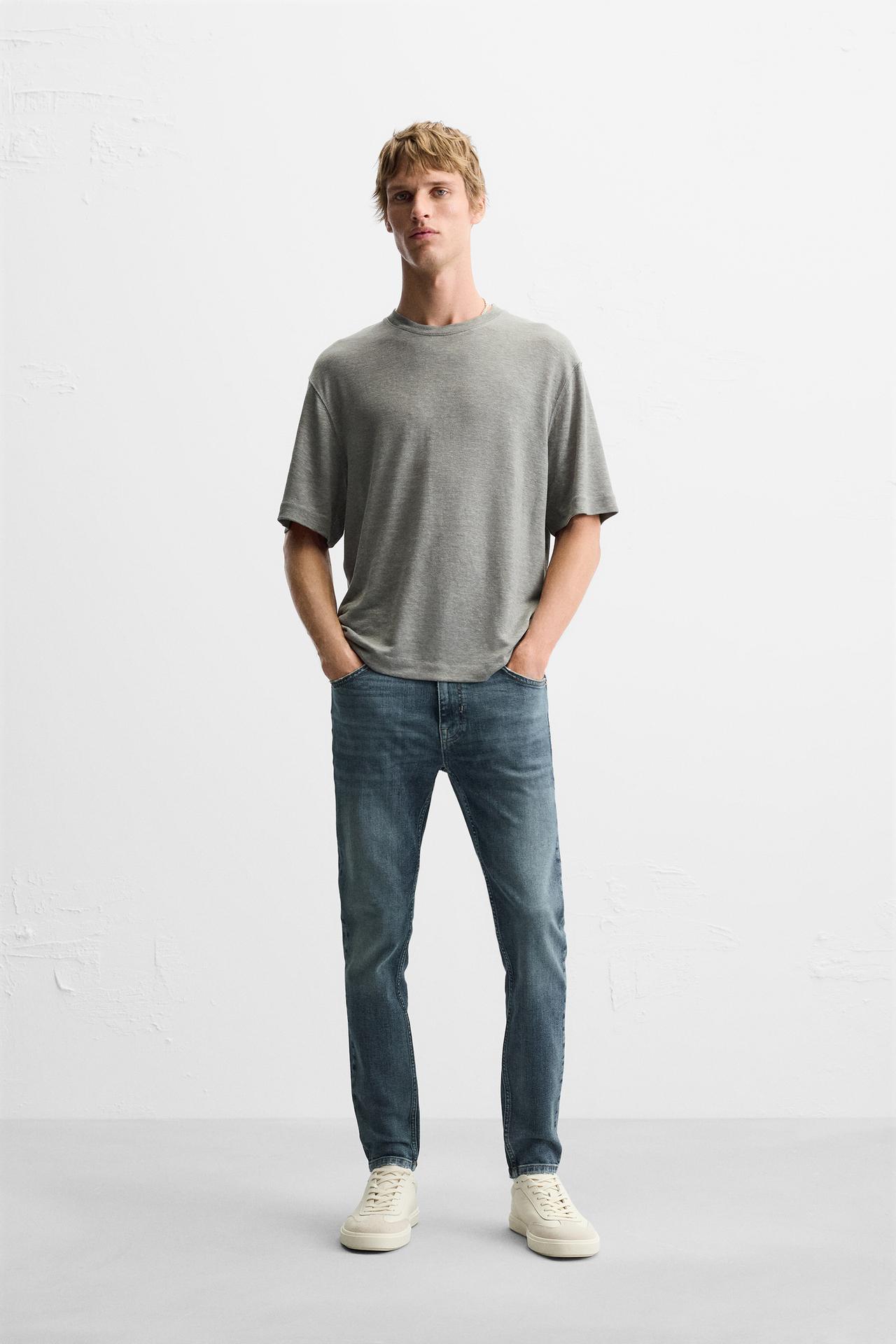 Zara CROPPED FIT SKINNY 及踝緊身牛仔褲 - 藍色