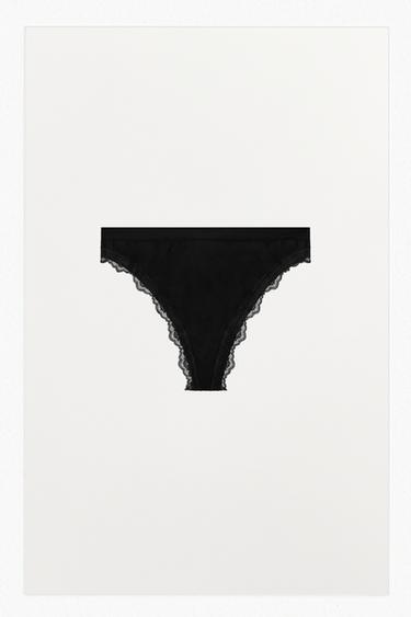 LACE STOCKING THONG - Black by Zara