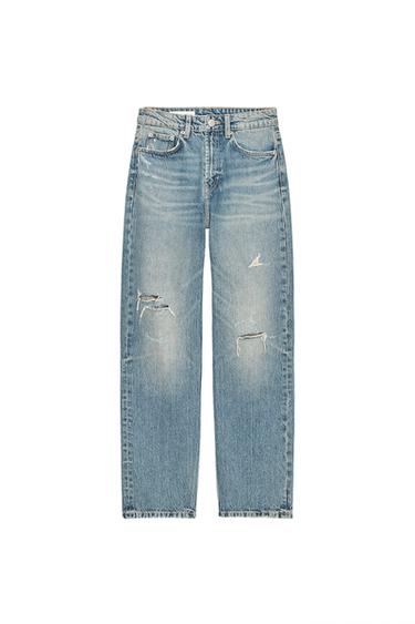 JEANS TRF MOM FIT TIRO ALTO - Azul / Verde de Zara