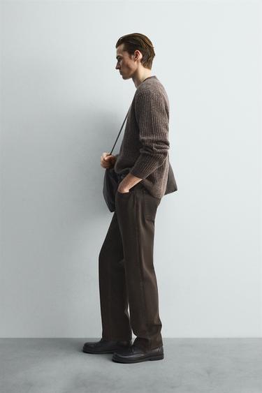 LIMITED EDITION RIBBED V-NECK JUMPER - Brown by Zara - Image 3