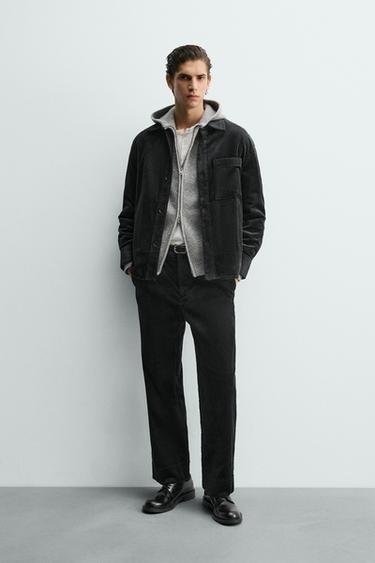 QUẦN ỐNG SUÔNG NHUNG TĂM - Màu đen từ Zara