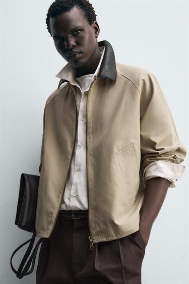 CONTRAST COLLAR OVERSHIRT - Dark camel by Zara - Image 4