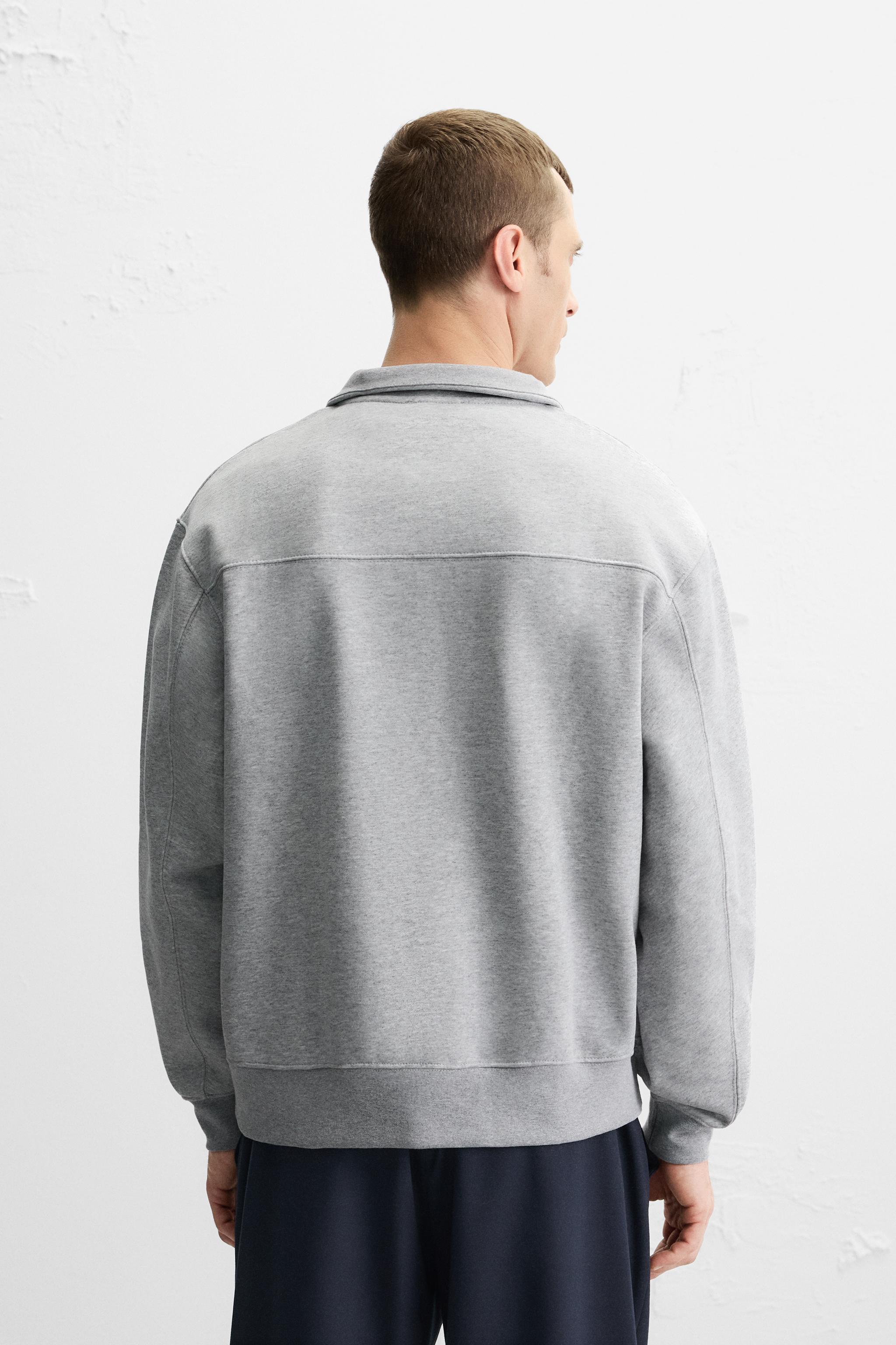 BASIC QUARTER ZIP SWEATSHIRT - Gray marl | ZARA United States