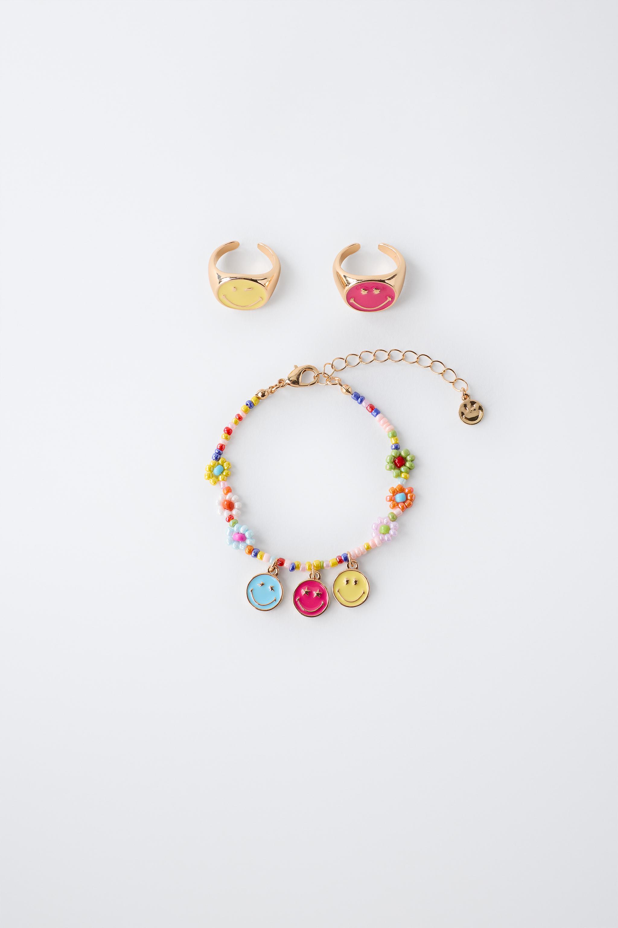 Детские аксессуары Zara PACK OF RINGS AND BEADED BRACELET SMILEYWORLD ®