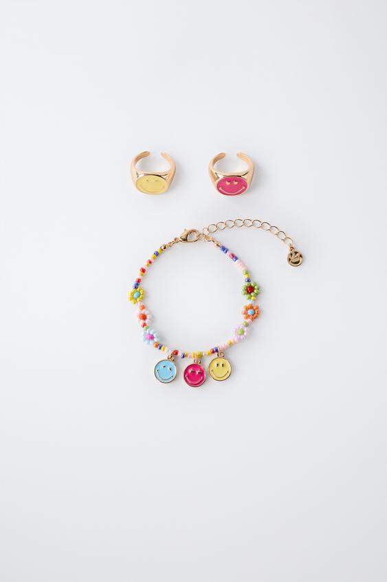 PACK ANILLOS Y PULSERA ABALORIOS SMILEYWORLD ® - Multicolor de Zara - Imagen 0