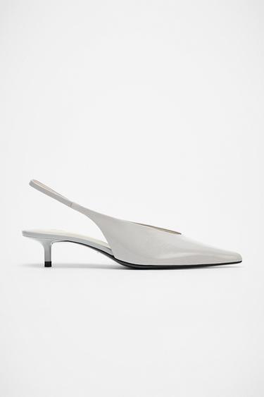 ZAPATO TACÓN KITTEN PIEL - Gris Claro de Zara