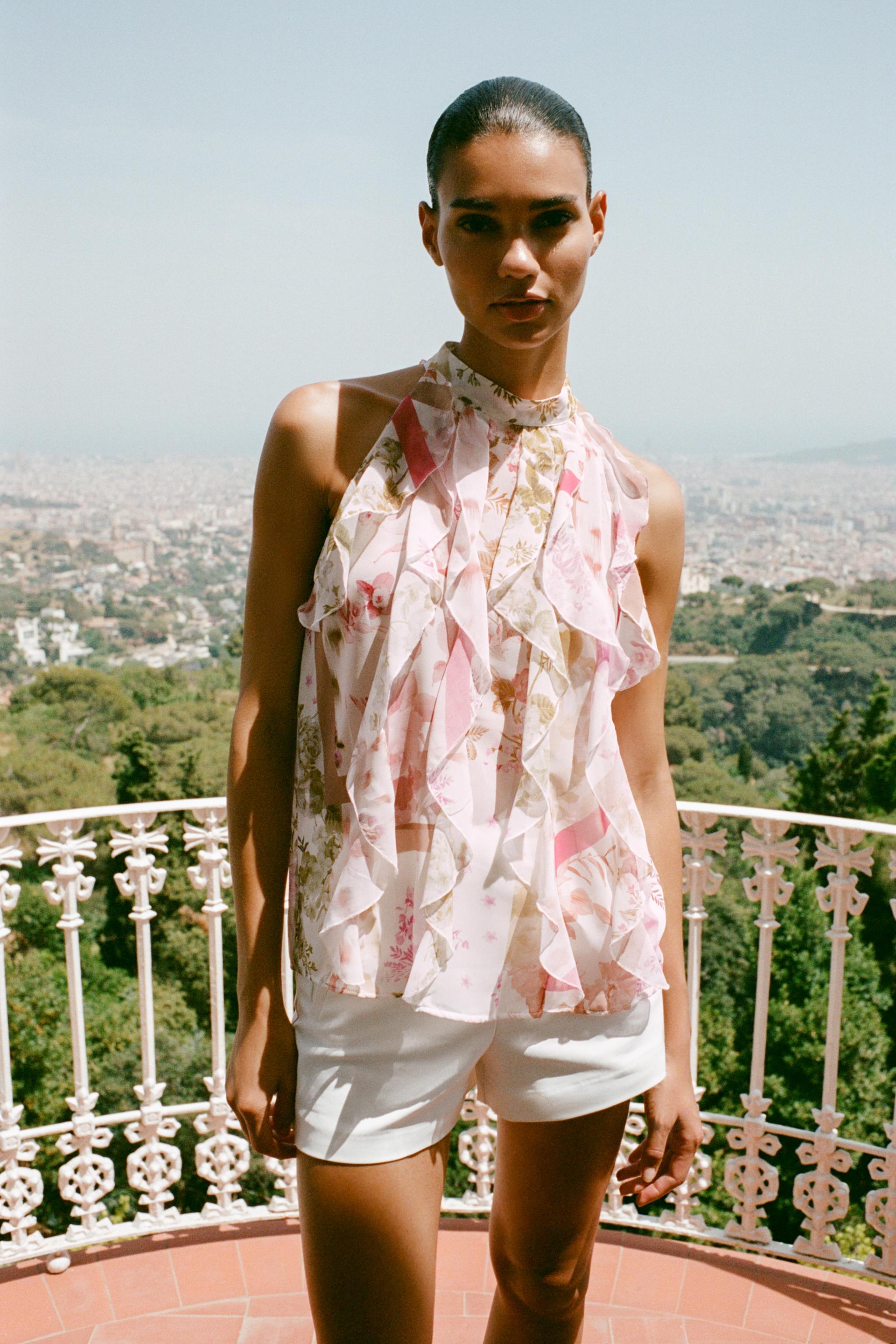 TOP À VOLANTS IMPRIMÉ FLORAL