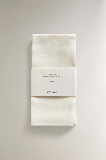 SET OF JACQUARD NAPKINS WITH ROSES (SET OF 2) - White by Zara - Image 4