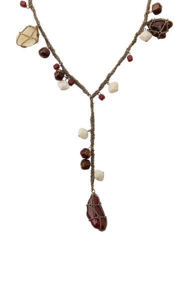 COLLAR CADENAS PIEDRAS - Oro viejo de Zara