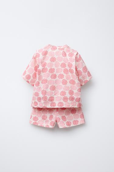 9-18 MOIS/ ENSEMBLE IMPRIMÉ FLEURS KIMONO ET BERMUDA - Écru de Zara - Image 1