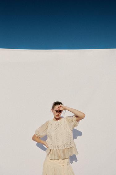 TOP BIMATIÈRE CROCHET - Écru de Zara - Image 2