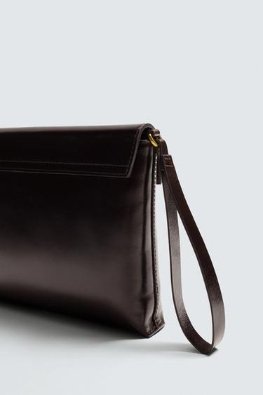 SAC ENVELOPPE EN CUIR - Marron de Zara - Image 4