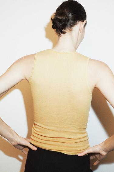 CAMISETA SUPIMA® MANGA SISA - Mostaza de Zara