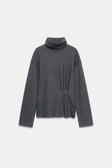 SOFT TOP WITH METAL APPLIQUÉ - Dark grey by Zara